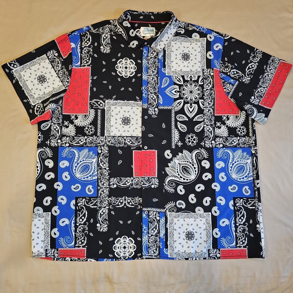 Fresh Prints of Bel Air‎ Bandana Button-up Short Sleeve Shirt Mens Size 4XL